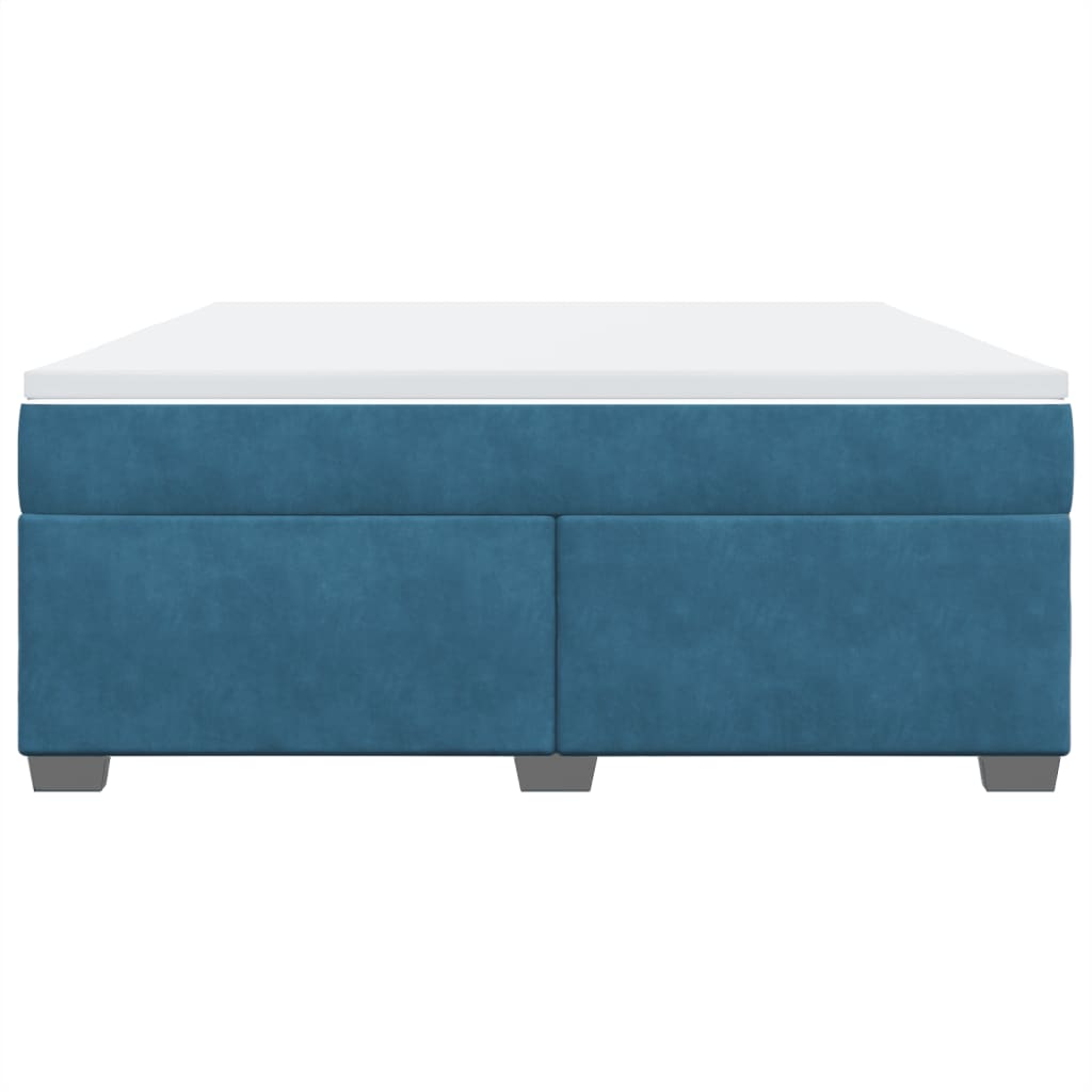 Seng med madrass boksfjær mørkeblå 180x200 cm fløyel