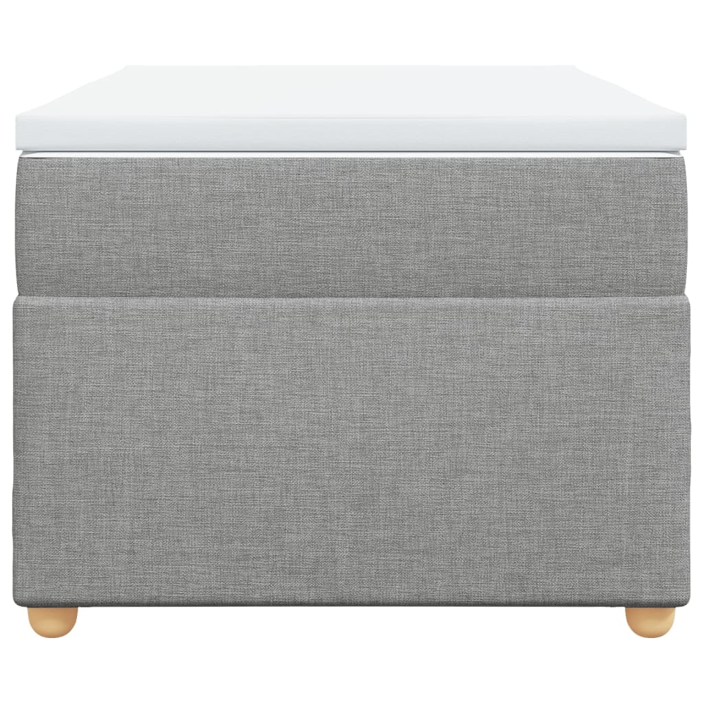 Seng med madrass boksfjær lysegrå 90x200 cm stoff