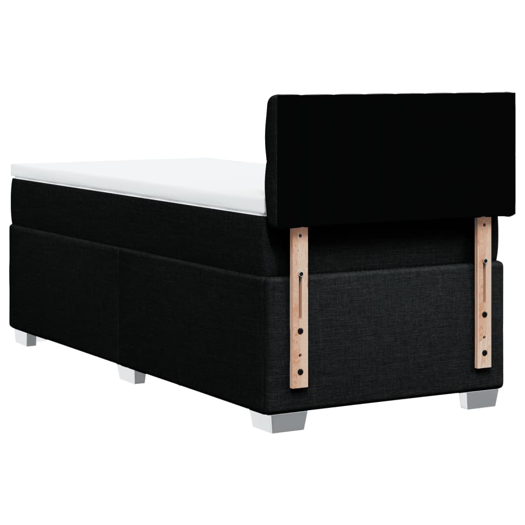 Seng med madrass boksfjær svart 100x200 cm stoff