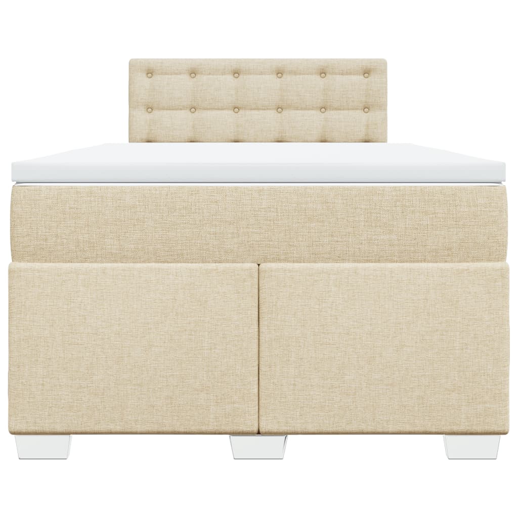 Seng med madrass boksfjær kremhvit 120x190 cm stoff