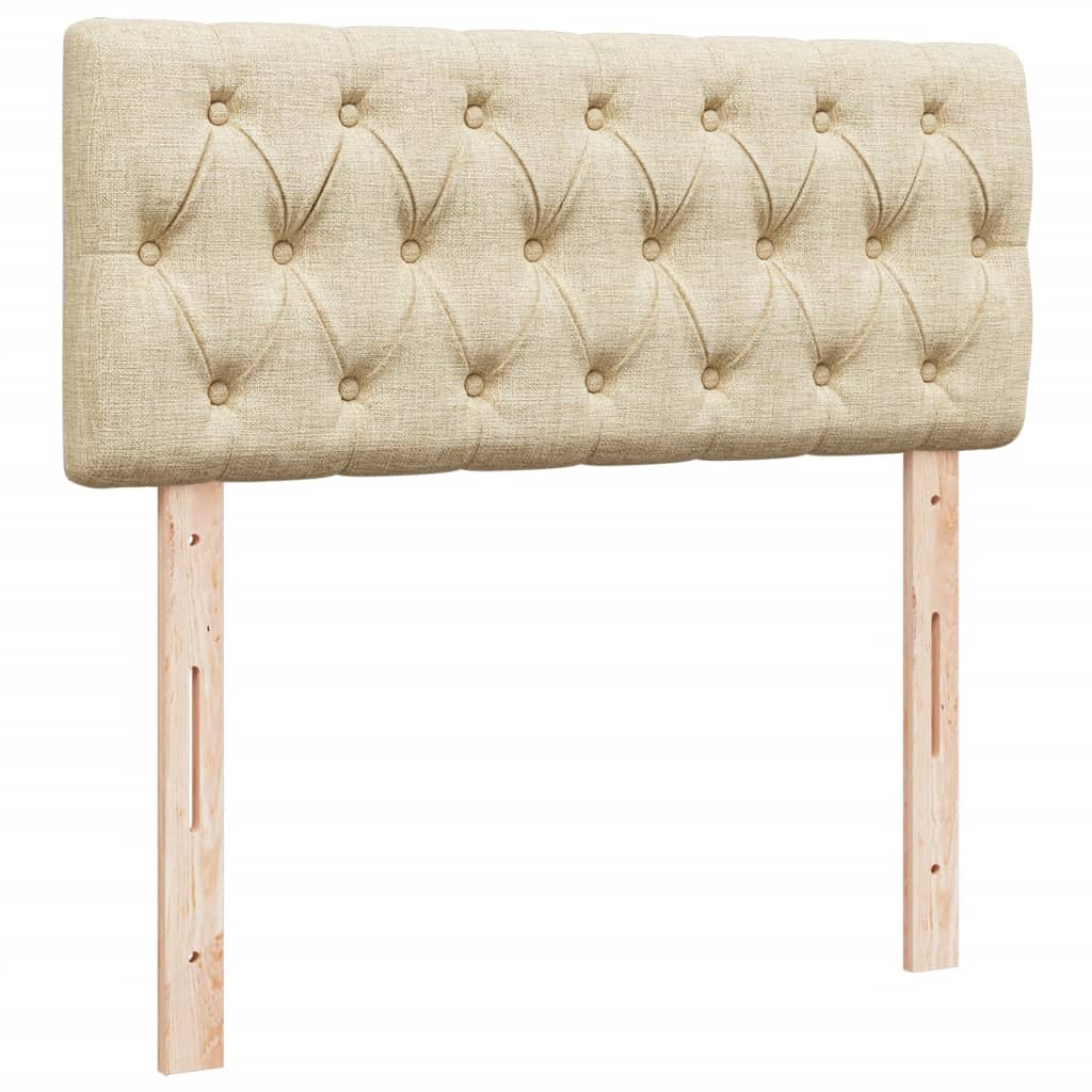 Seng med madrass boksfjær kremhvit 120x200 cm fløyel