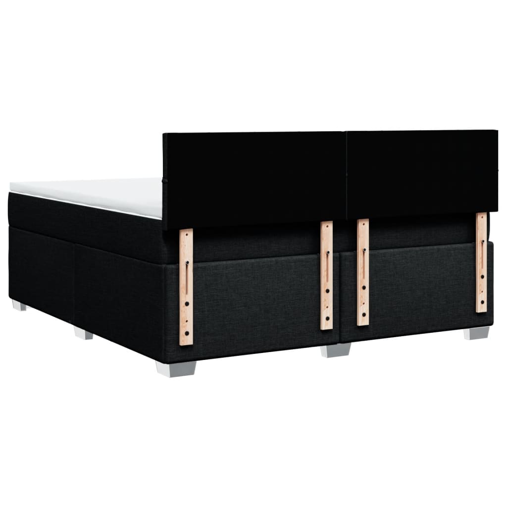 Seng med madrass boksfjær svart 180x200 cm stoff