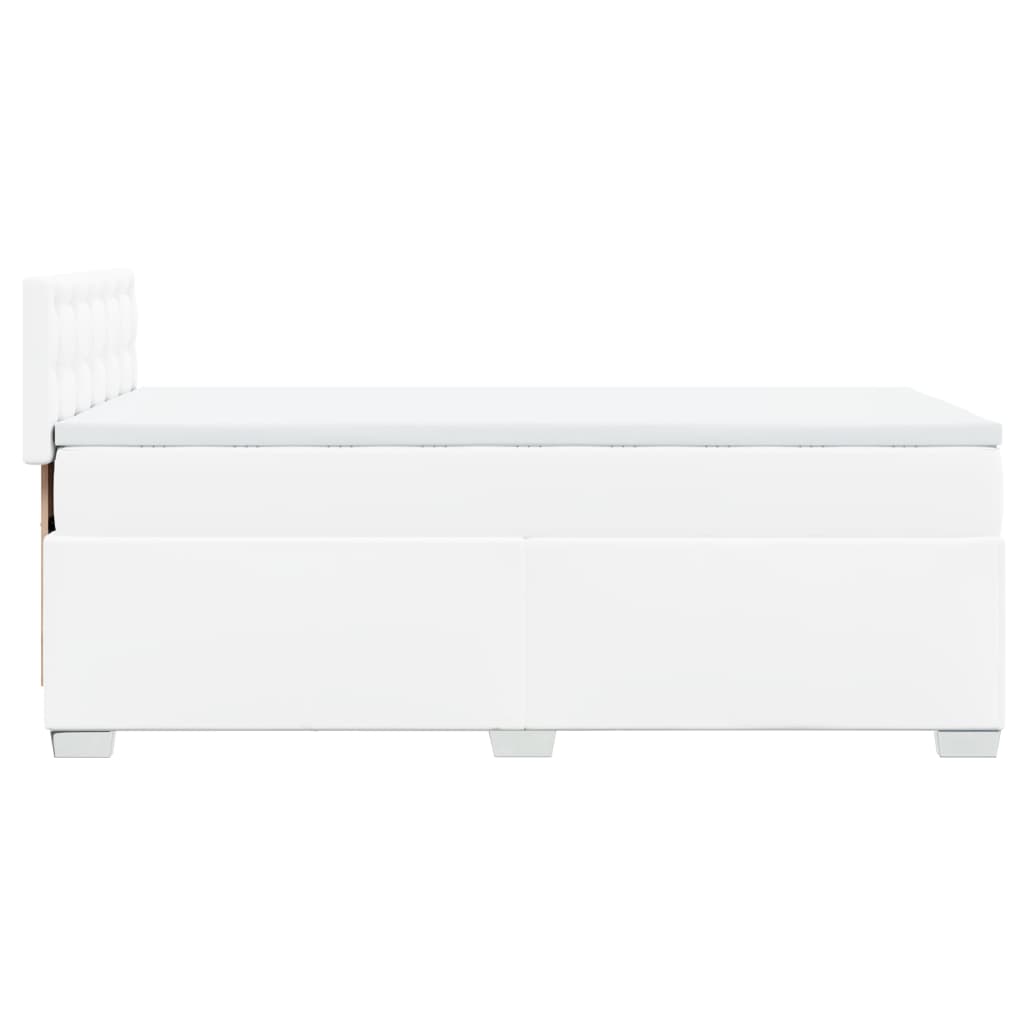 Seng med madrass boksfjær hvit 80x200 cm kunstlær