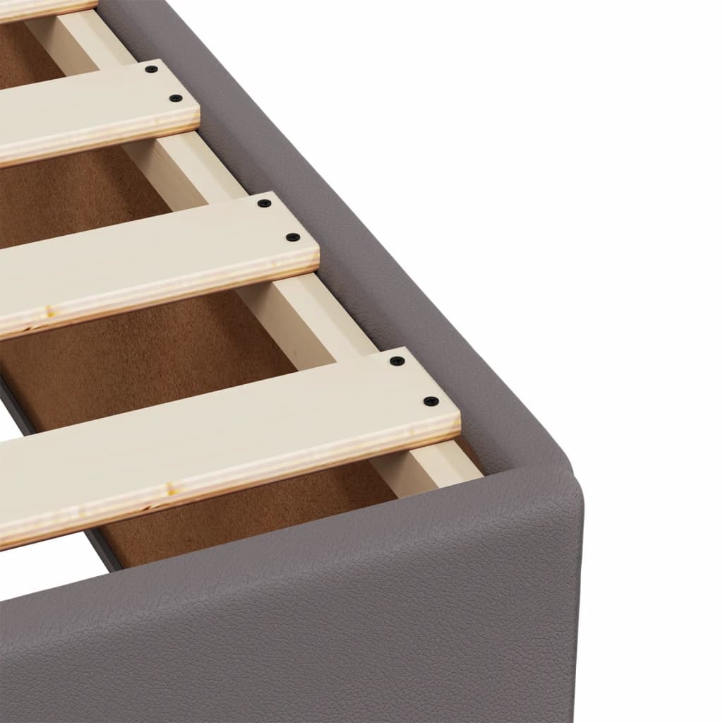 Seng med madrass boksfjær grå 90x200 cm kunstlær