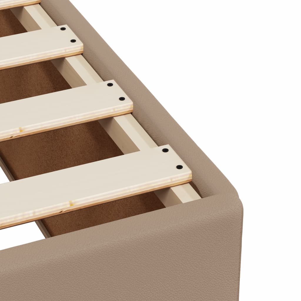 Seng med madrass boksfjær cappuccino 120x200 cm kunstlær