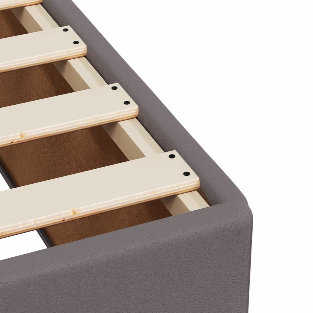 Seng med madrass boksfjær grå 140x190 cm kunstlær