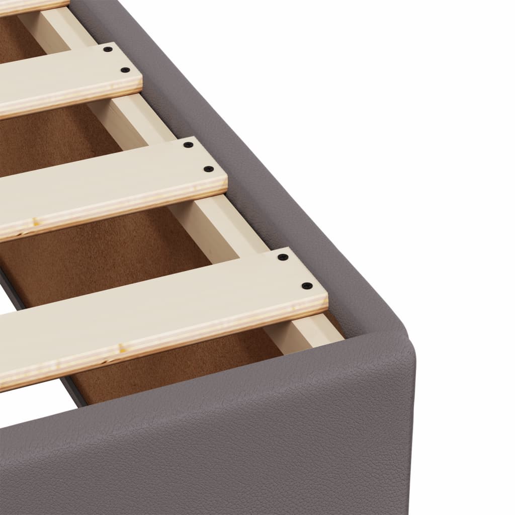 Seng med madrass boksfjær grå 160x200 cm kunstlær