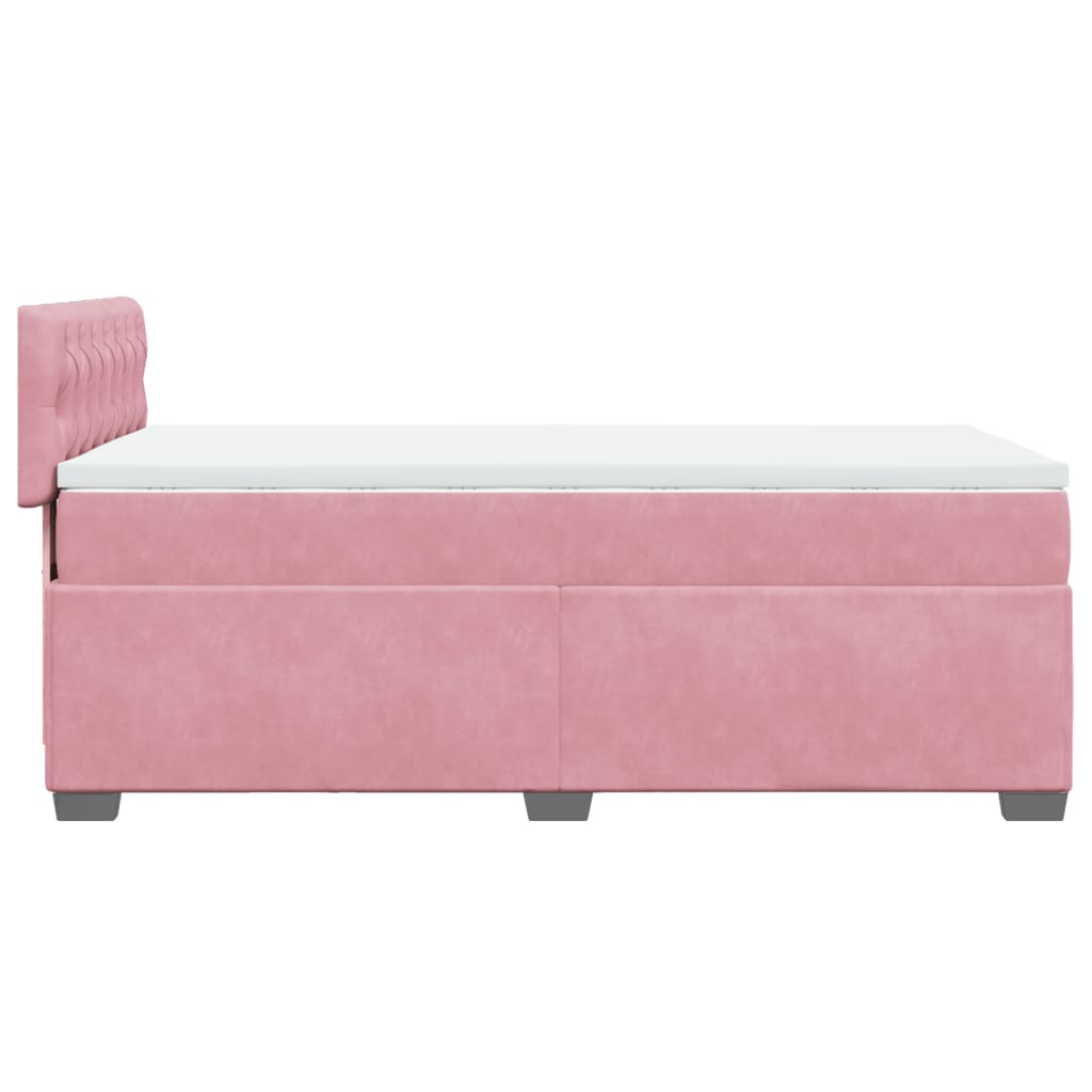 Seng med madrass boksfjær rosa 80x200 cm fløyel