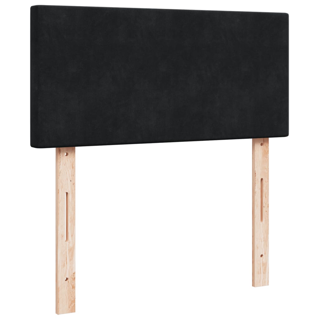 Seng med madrass boksfjær svart 90x190 cm fløyel