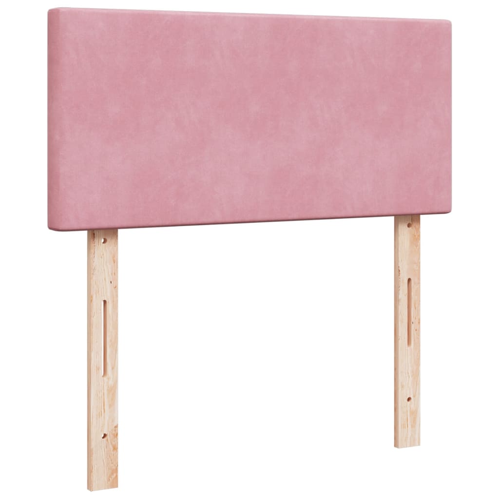 Seng med madrass boksfjær rosa 90x200 cm fløyel