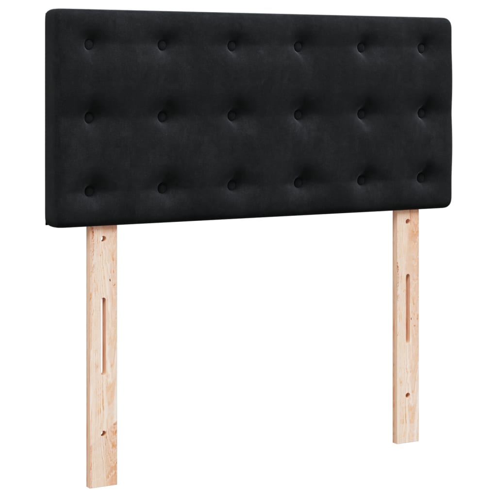 Seng med madrass boksfjær svart 90x200 cm fløyel