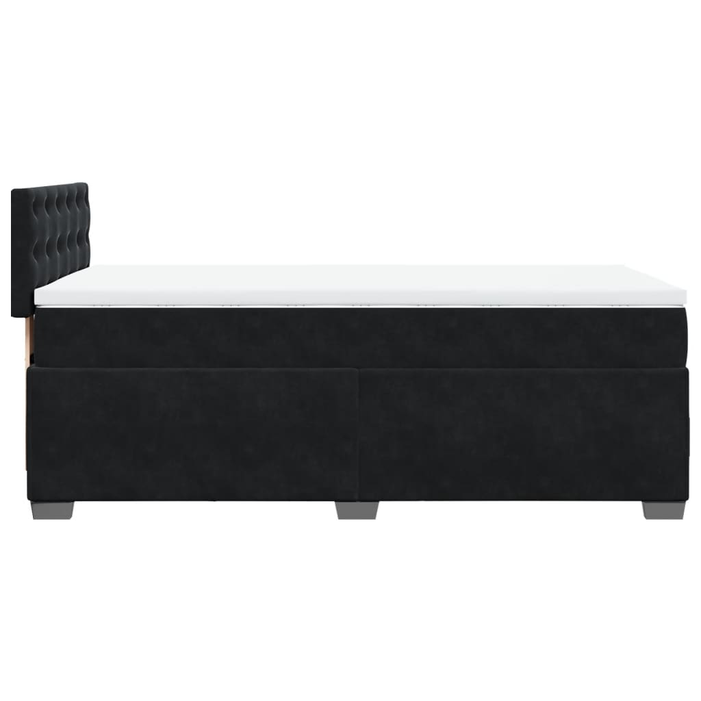 Seng med madrass boksfjær svart 90x200 cm fløyel