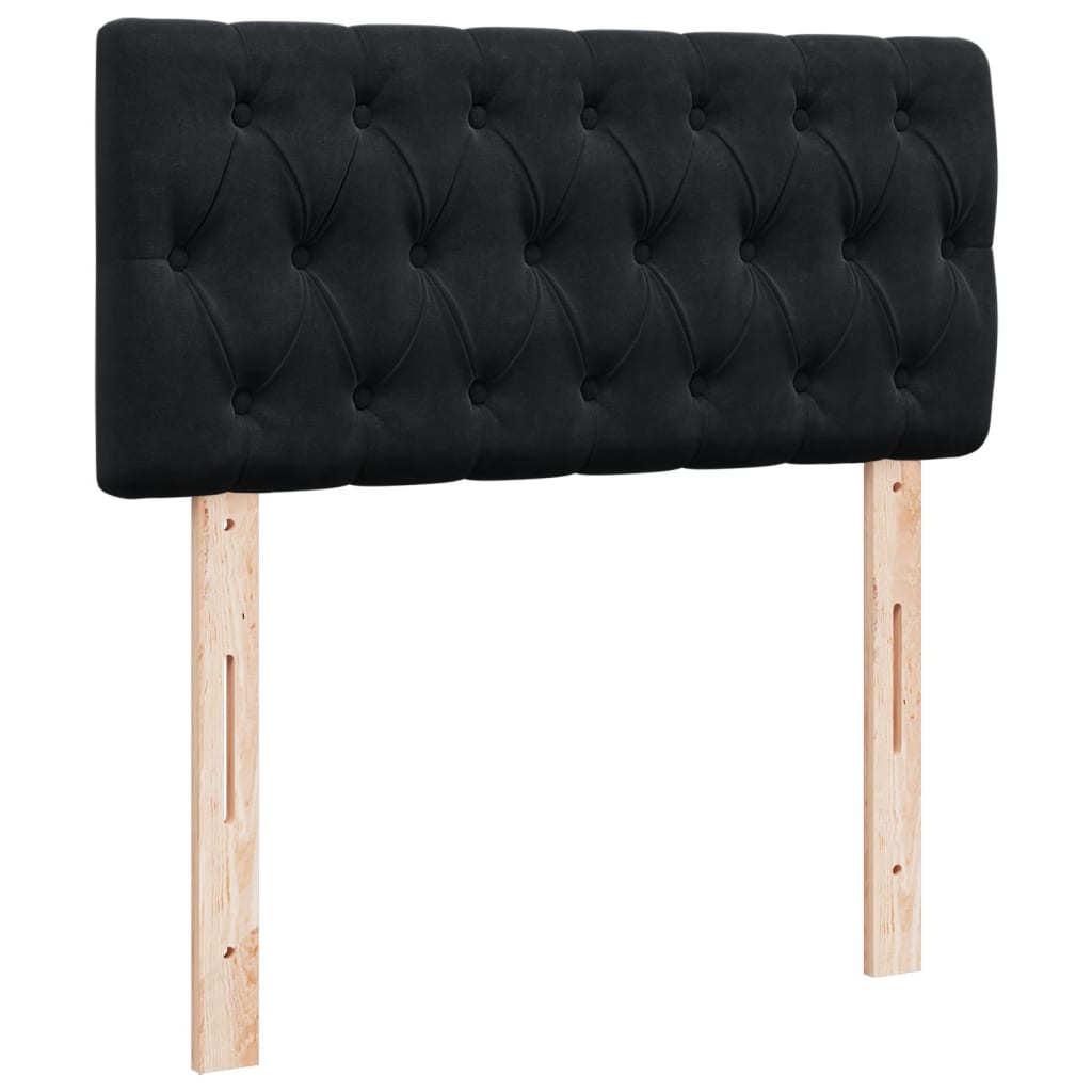 Seng med madrass boksfjær svart 90x200 cm fløyel
