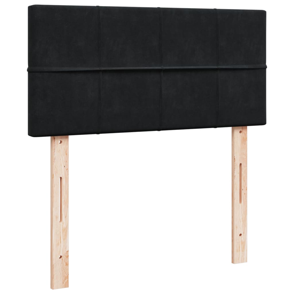 Seng med madrass boksfjær svart 90x200 cm fløyel