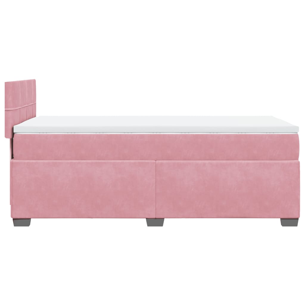 Seng med madrass boksfjær rosa 90x200 cm fløyel
