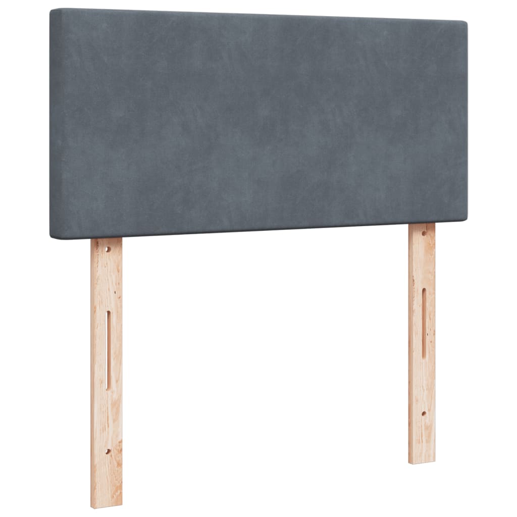 Seng med madrass boksfjær mørkegrå 100x200 cm fløyel