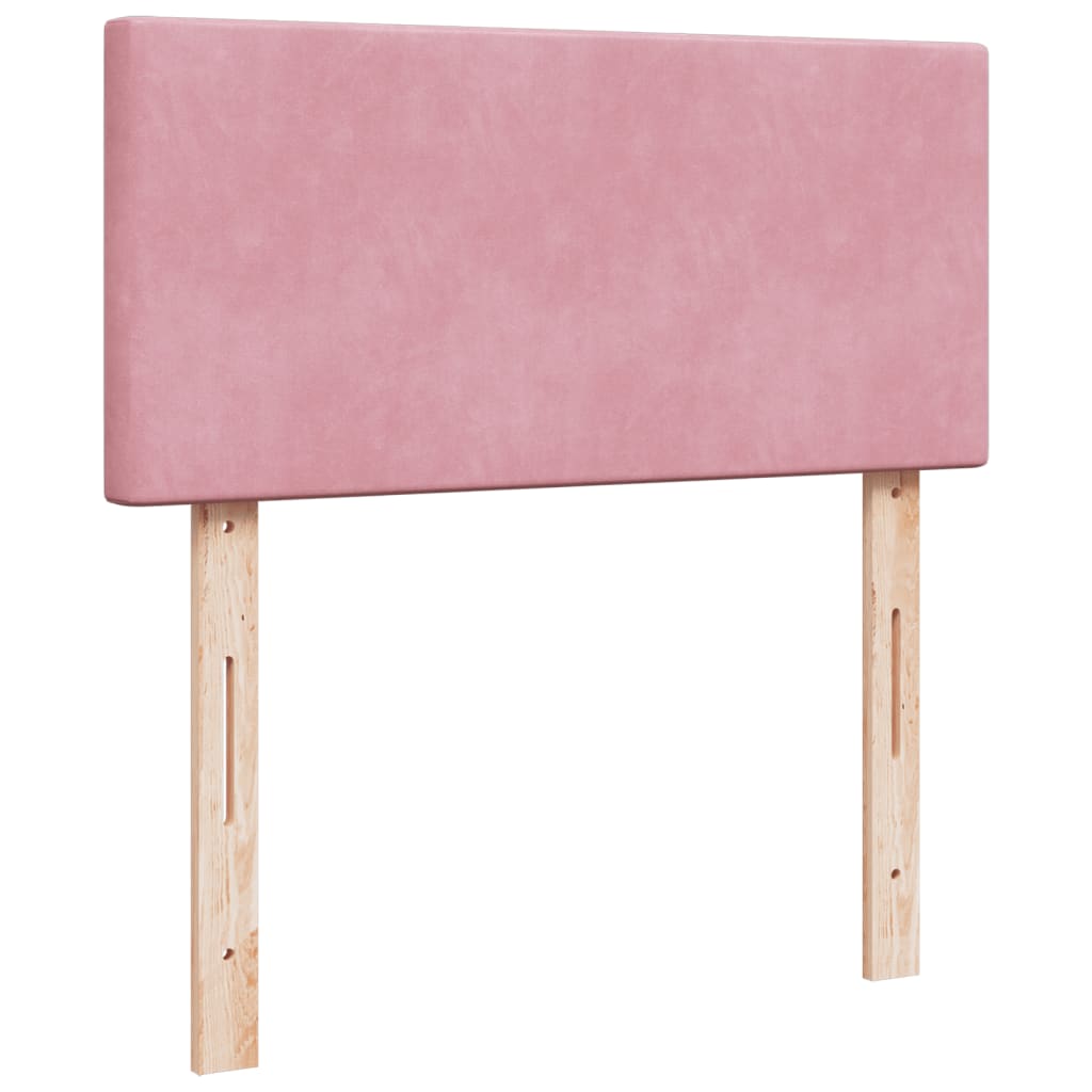 Seng med madrass boksfjær rosa 100x200 cm fløyel