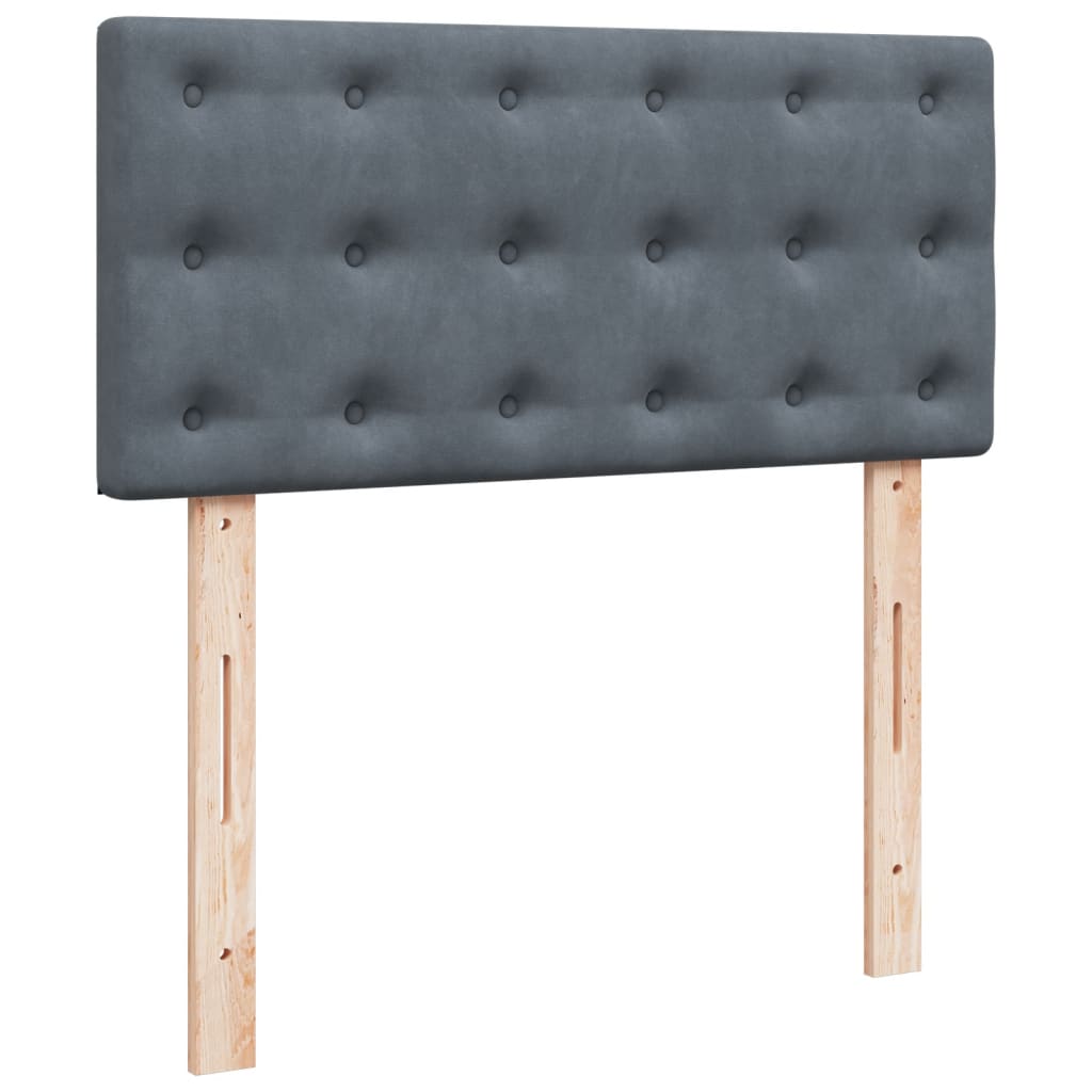 Seng med madrass boksfjær mørkegrå 100x200 cm fløyel