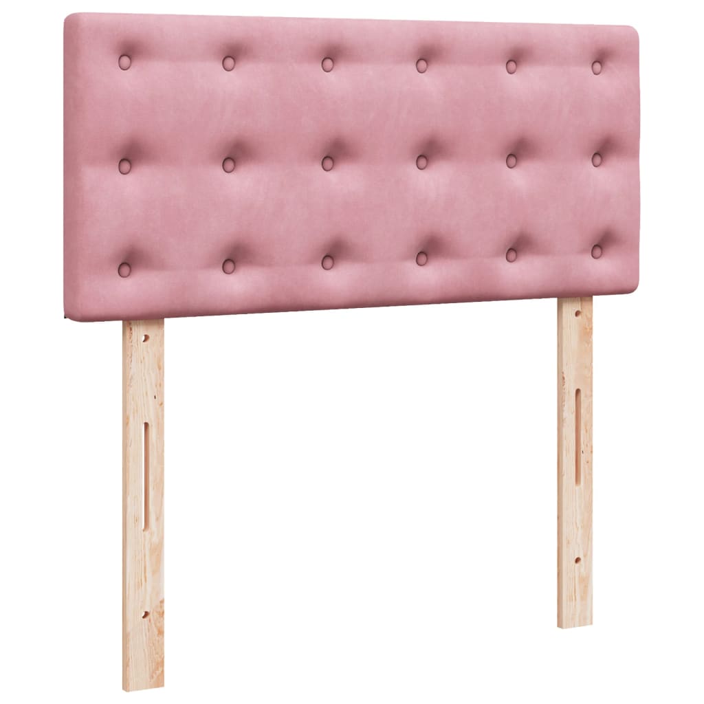 Seng med madrass boksfjær rosa 100x200 cm fløyel