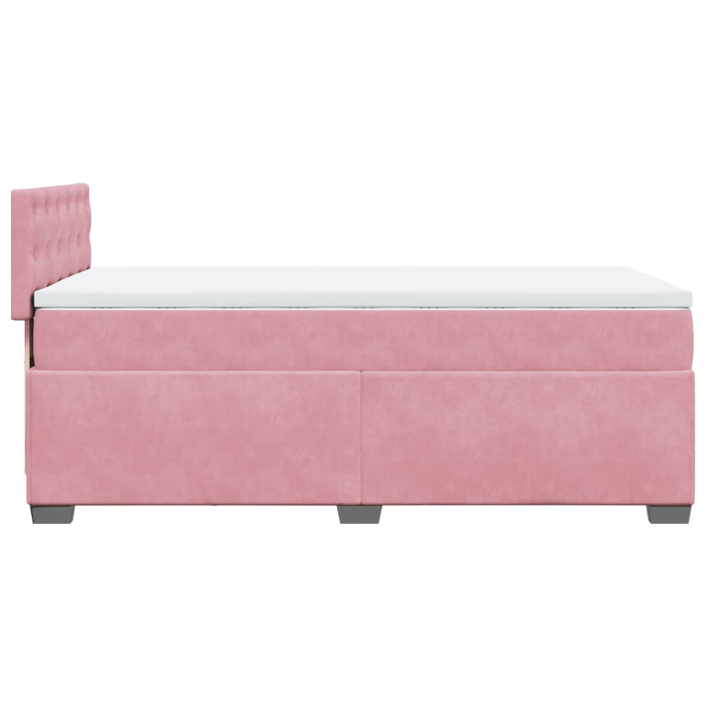 Seng med madrass boksfjær rosa 100x200 cm fløyel