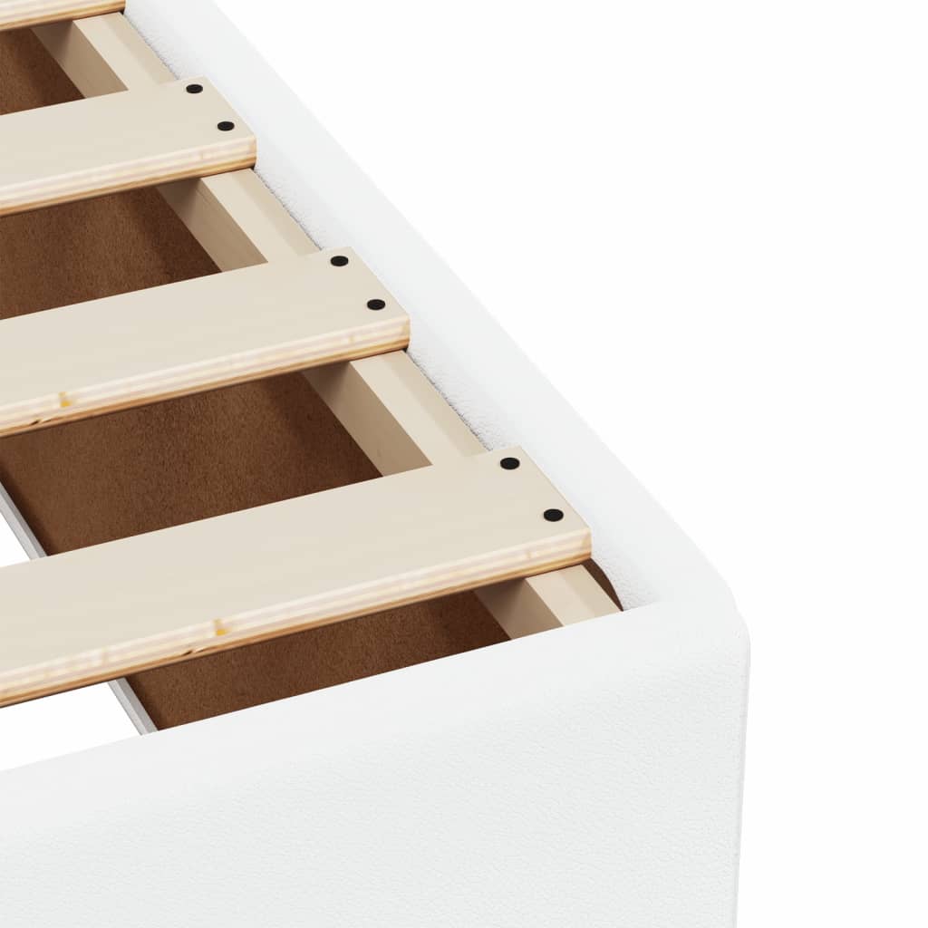 Seng med madrass boksfjær hvit 200x200 cm kunstlær