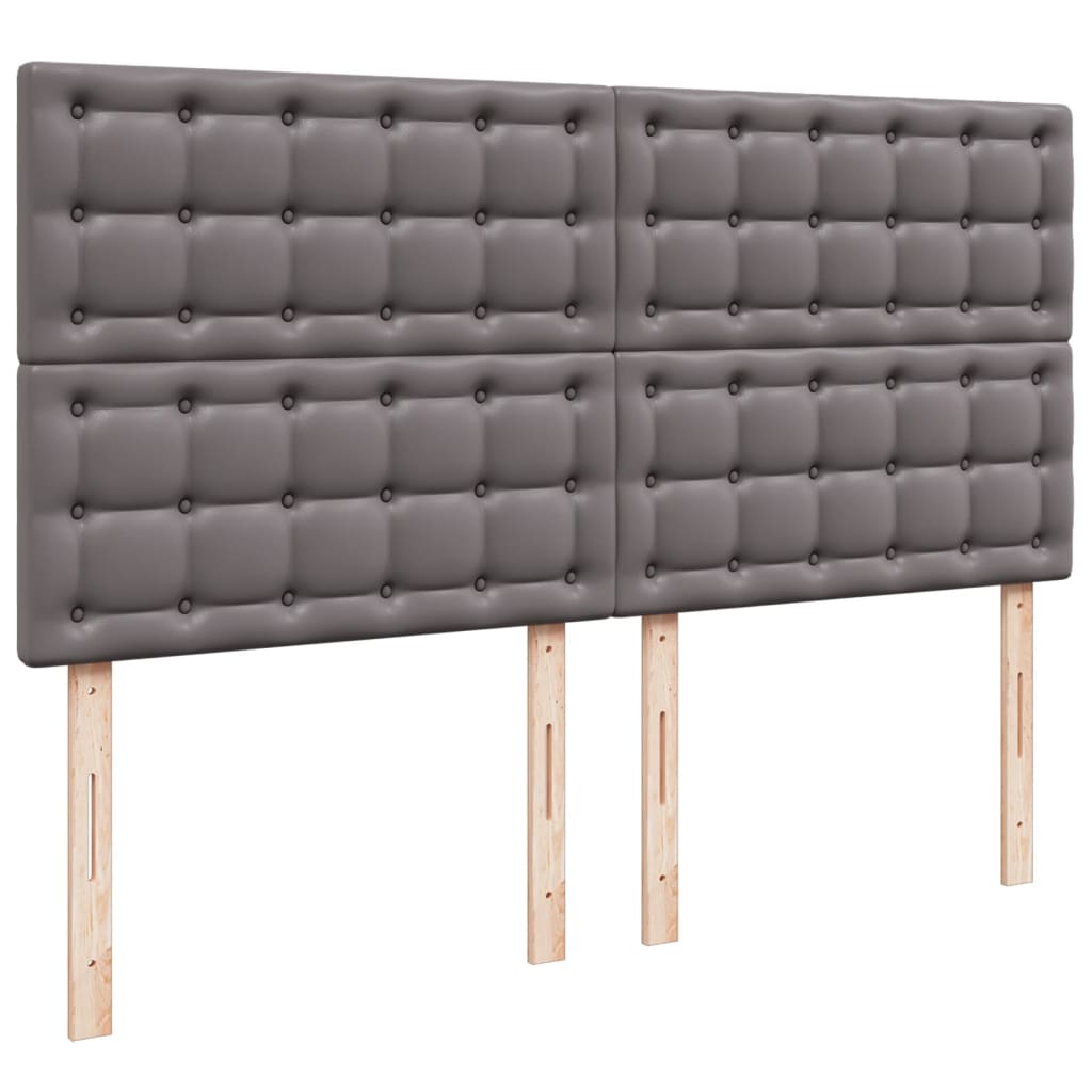 Seng med madrass boksfjær grå 200x200 cm kunstlær