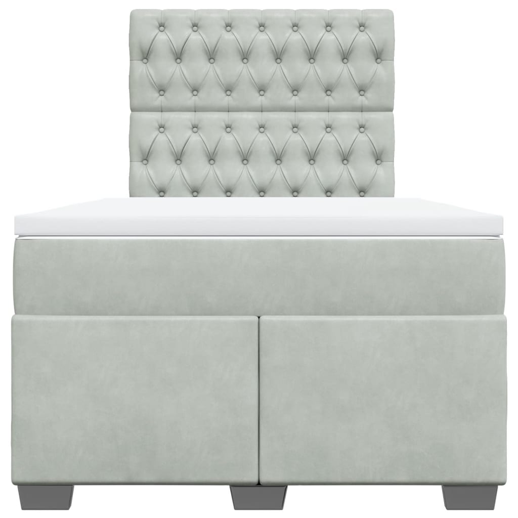 Seng med madrass boksfjær lysegrå 120x200 cm fløyel