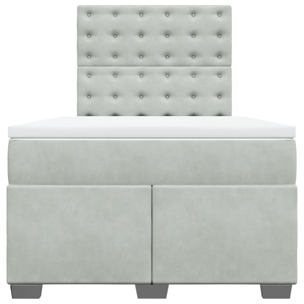 Seng med madrass boksfjær lysegrå 120x200 cm fløyel