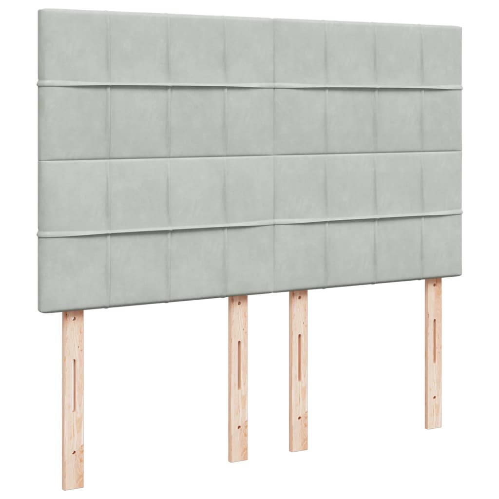 Seng med madrass boksfjær lysegrå 140x190 cm fløyel