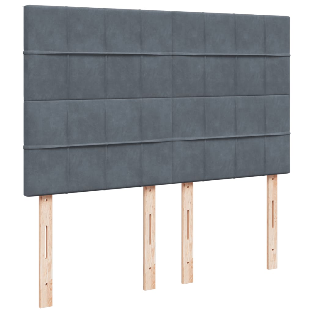 Seng med madrass boksfjær mørkegrå 140x190 cm fløyel
