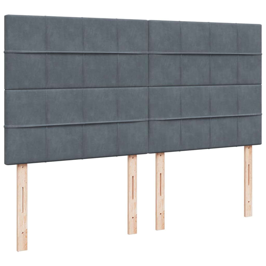 Seng med madrass boksfjær mørkegrå 200x200 cm fløyel