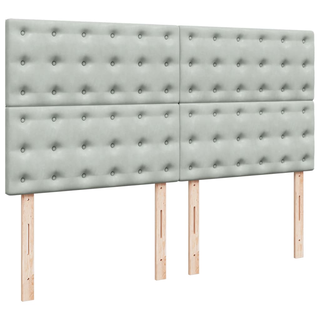 Seng med madrass boksfjær lysegrå 200x200 cm fløyel