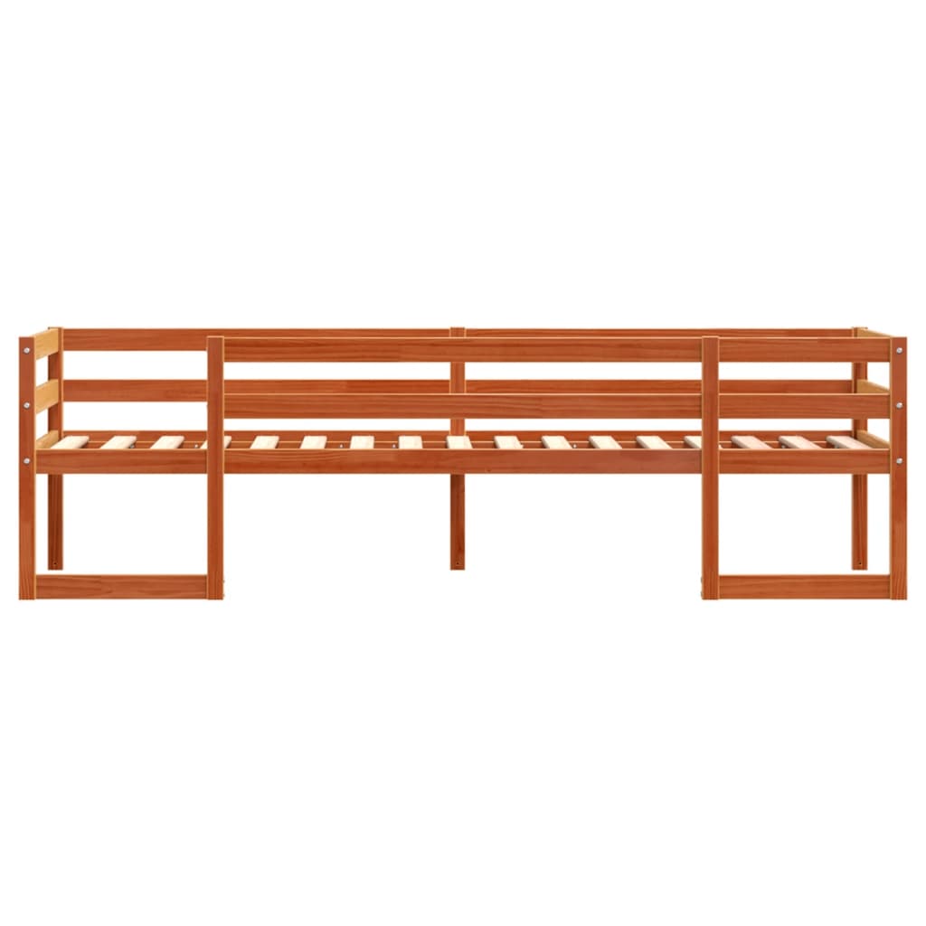 Sengeramme for barn voksbrun 80x200 cm heltre furu
