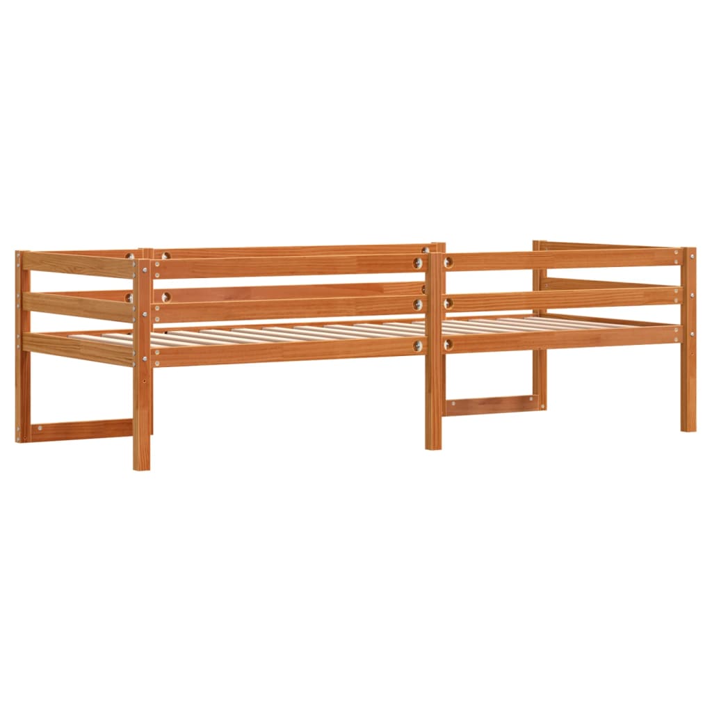 Sengeramme for barn voksbrun 80x200 cm heltre furu