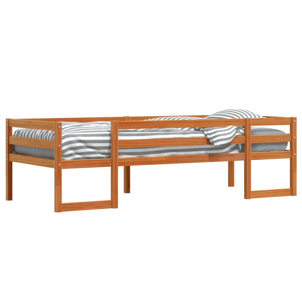Sengeramme for barn voksbrun 90x190 cm heltre furu