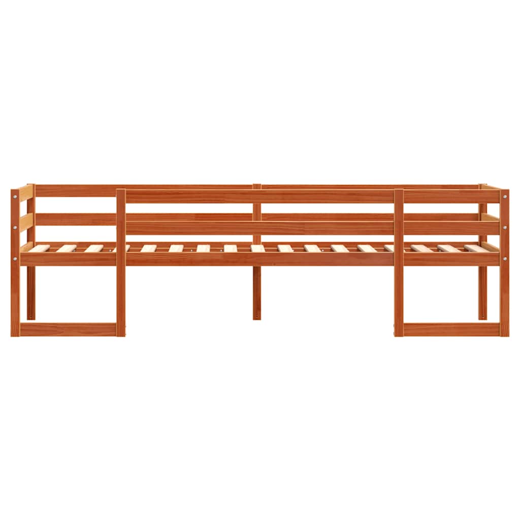 Sengeramme for barn voksbrun 75x190 cm heltre furu