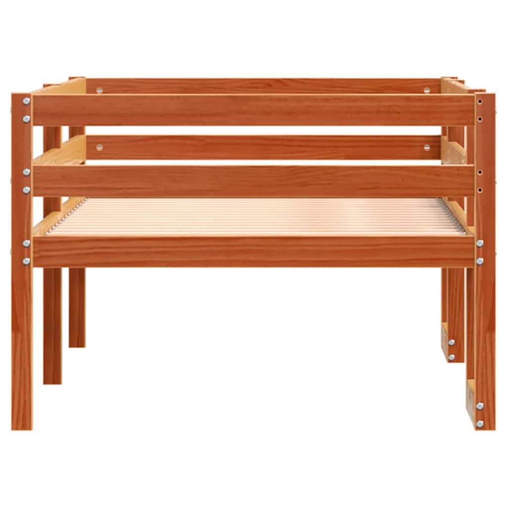 Sengeramme for barn voksbrun 75x190 cm heltre furu