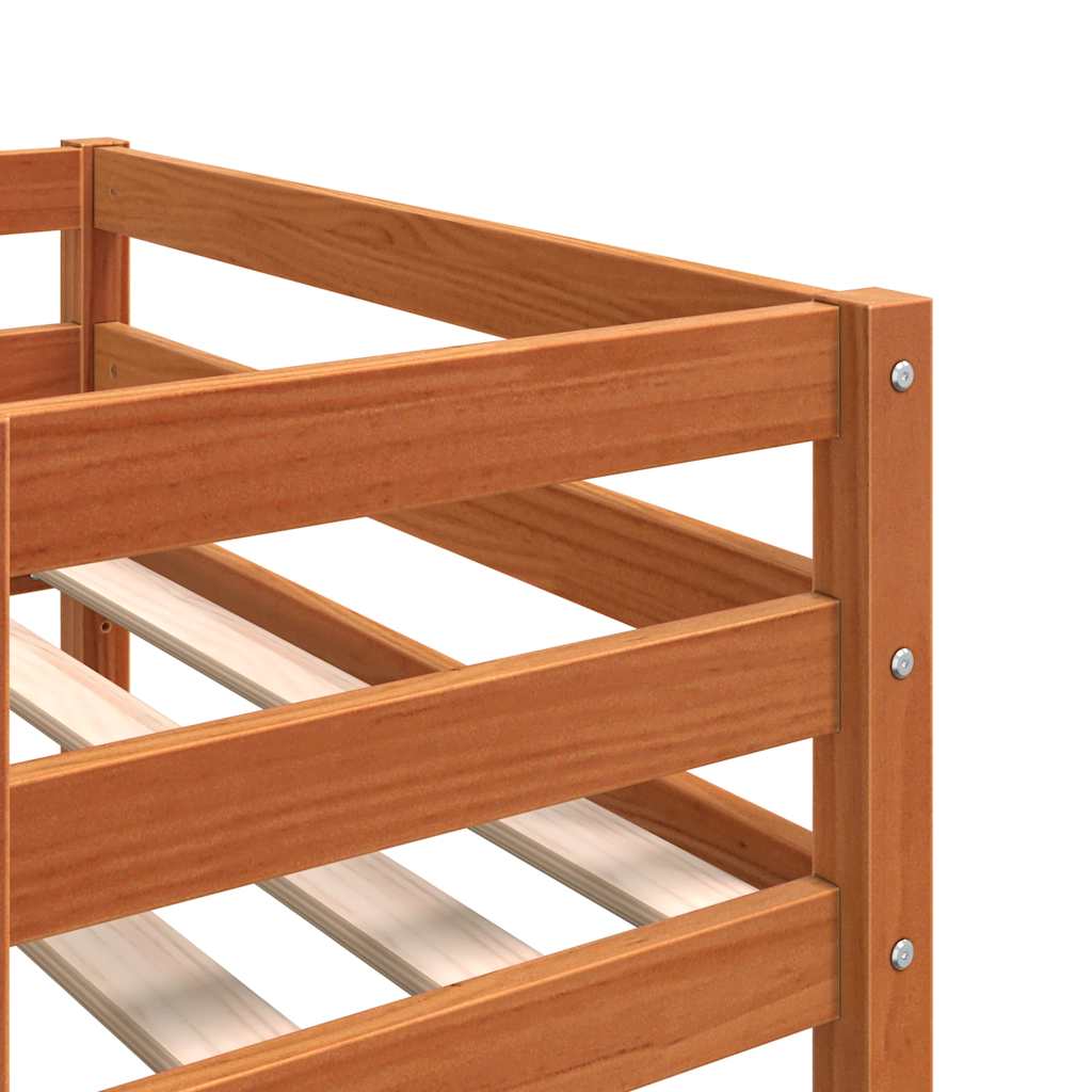 Sengeramme for barn voksbrun 75x190 cm heltre furu