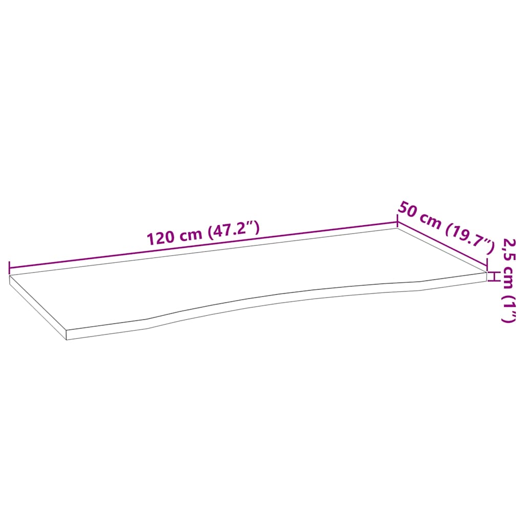 Bordplate mørkebrun 120x50x2,5 cm rektangulær heltre eik