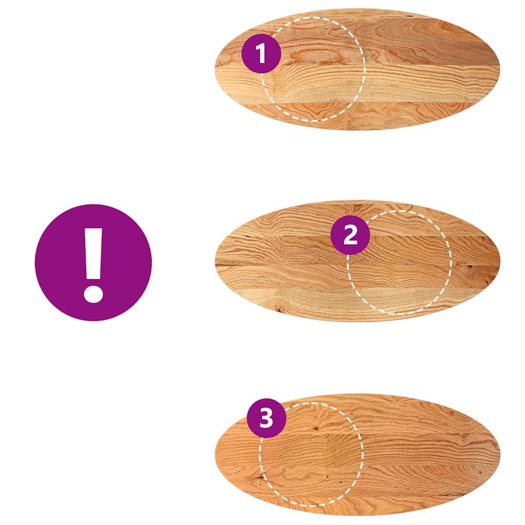 Bordplate lysebrun 140x60x2 cm oval heltre eik