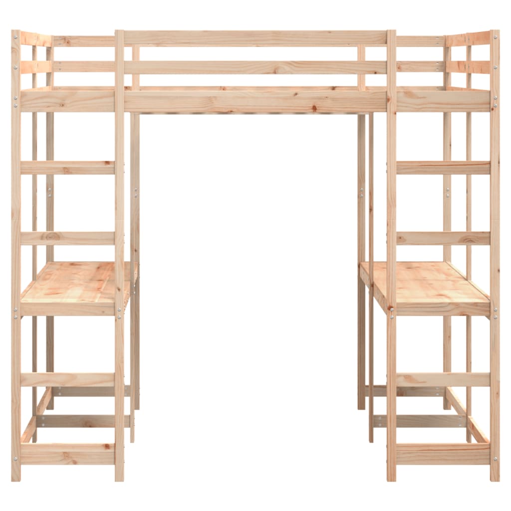 Køyeseng med skrivebord og stige 160x200 cm heltre furu