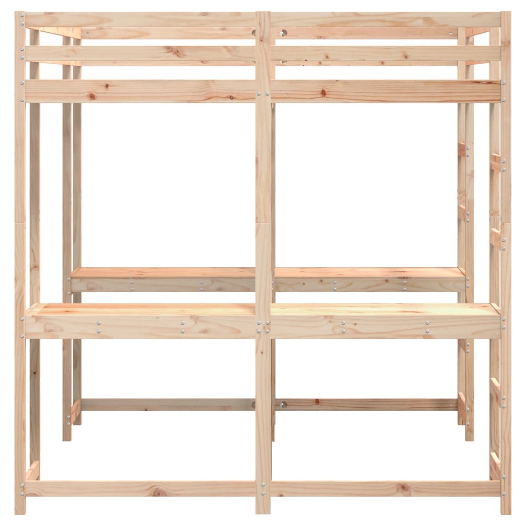 Køyeseng med skrivebord og stige 160x200 cm heltre furu
