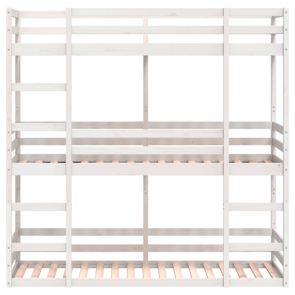 Trippel køyeseng hvit 80x200 cm heltre furu