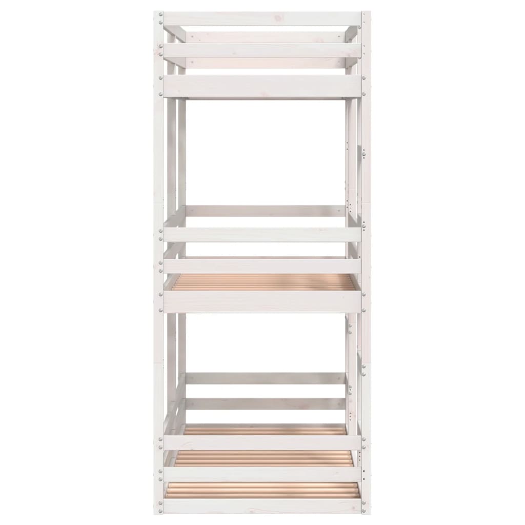 Trippel køyeseng hvit 80x200 cm heltre furu