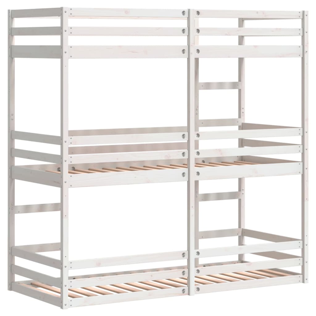 Trippel køyeseng hvit 80x200 cm heltre furu