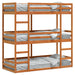 Trippel køyeseng voksbrun 80x200 cm heltre furu