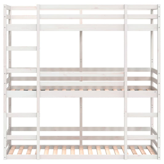 Trippel køyeseng hvit 90x200 cm heltre furu