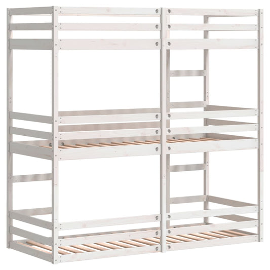 Trippel køyeseng hvit 90x200 cm heltre furu