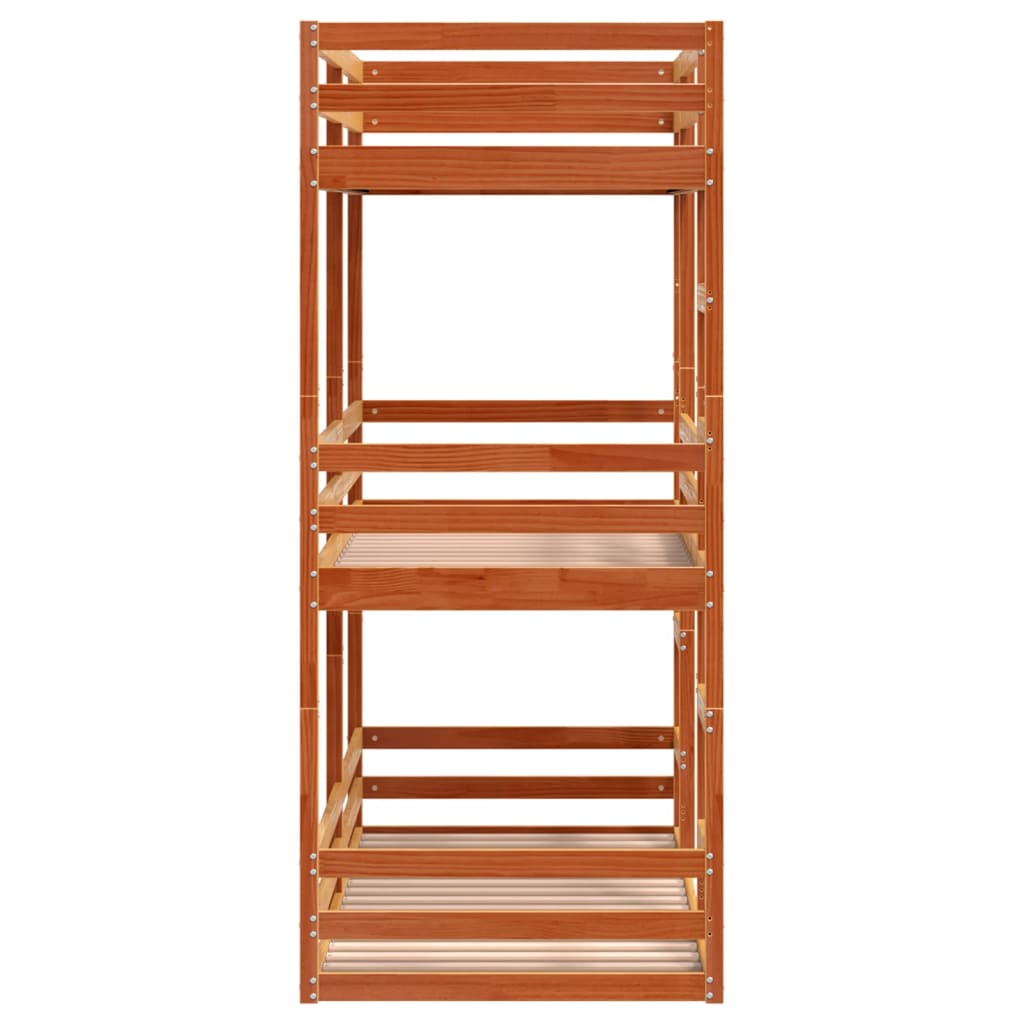 Trippel køyeseng voksbrun 90x190 cm heltre furu