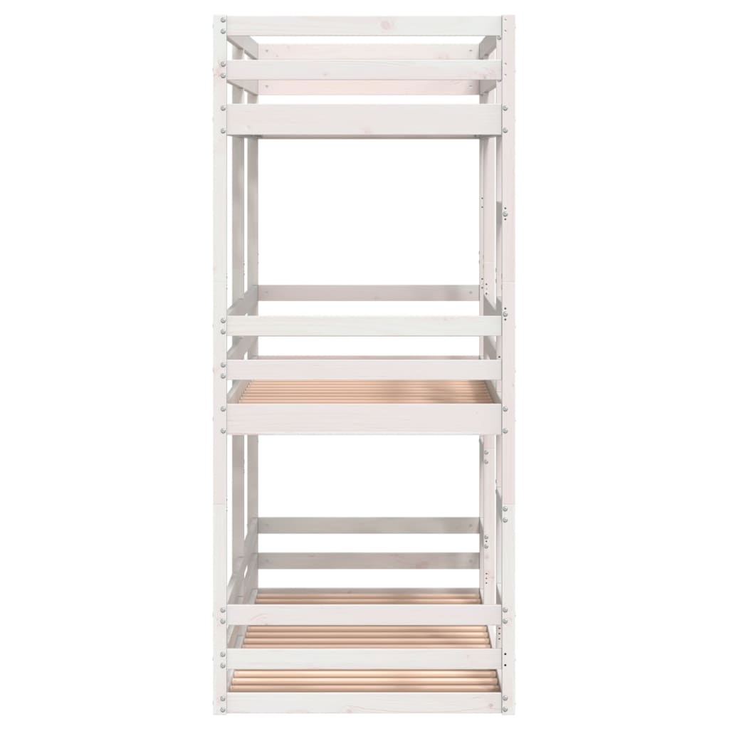 Trippel køyeseng hvit 75x190 cm heltre furu